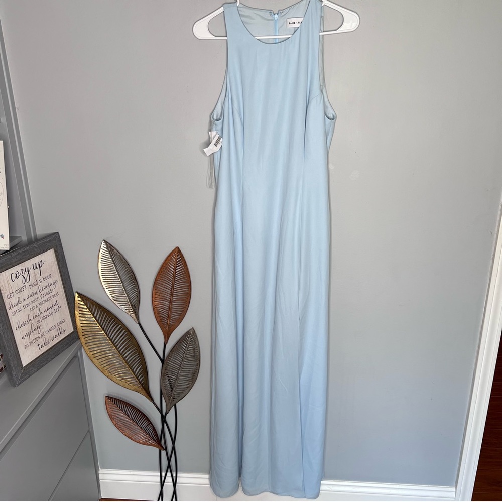 B6 Fame‎ and Partners Long Pale Blue Crewneck Satin Dress